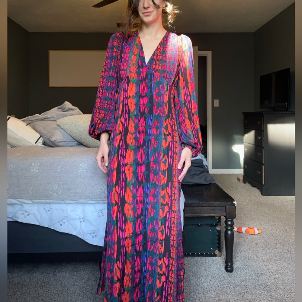 Midi/Maxi Long Sleeve Dress in Sunset Glow